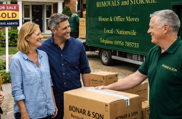 Careful removals team helping customers move home in Peterborough